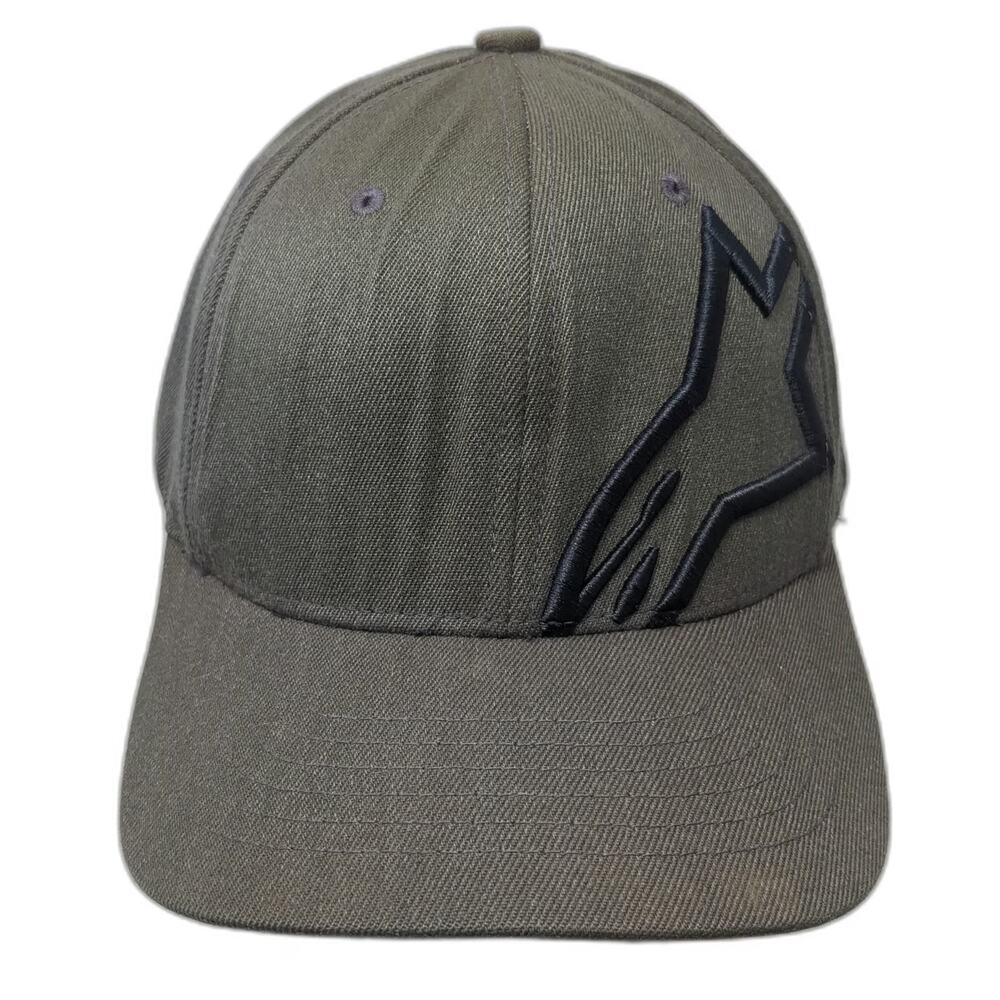 Alpinestars Baseball Cap Gray XL Hat Flexfit Structured Embroidered Black Logo
